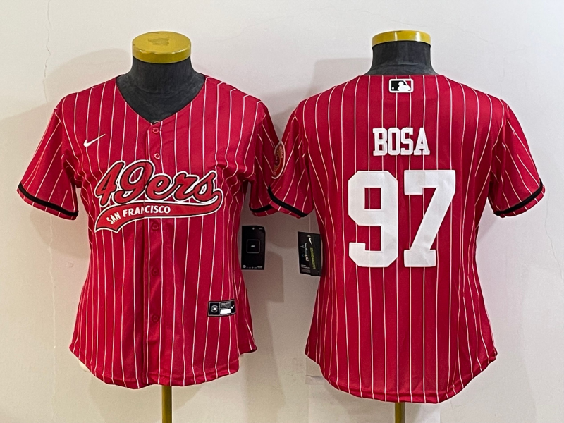 Youth San Francisco 49ers #97 Nick Bosa Red With Patch Cool Base Stitched Baseball Jersey